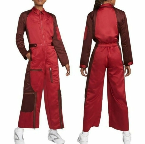 Nike Womens Air Jordan Engineered Flightsuit Burgundy Jumpsuit - Picture 1 of 6